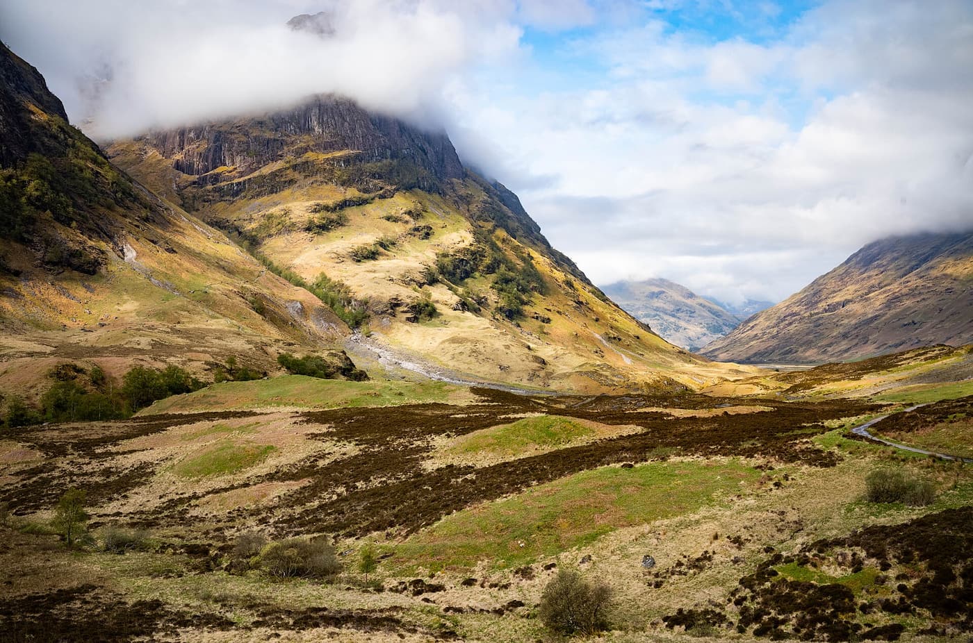 The Three Sisters ridges above the valley of Glencoe in the Scottish Highlands